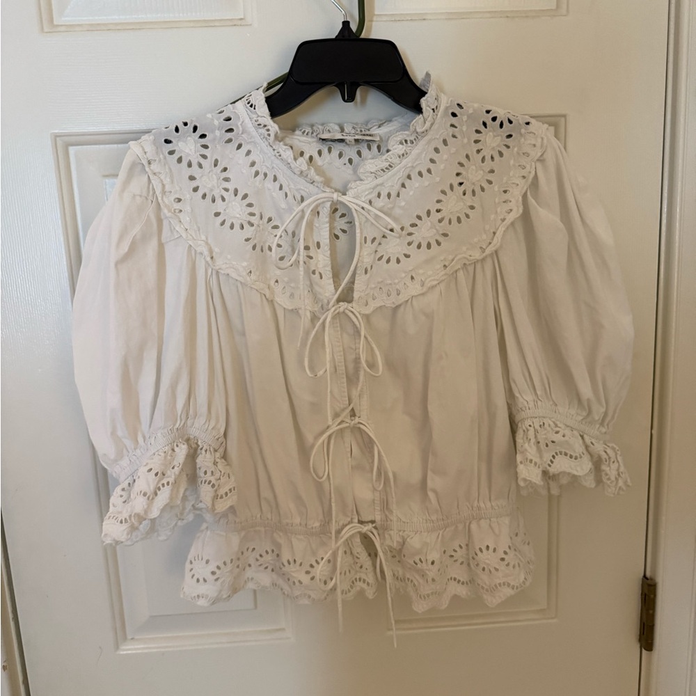 Sea New York White Eyelet Blouse